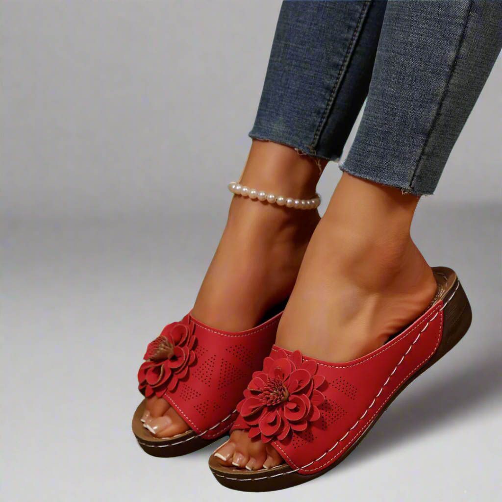 Jolanda | Elegantes Sandalias Ortopédicas con Motivo Floral