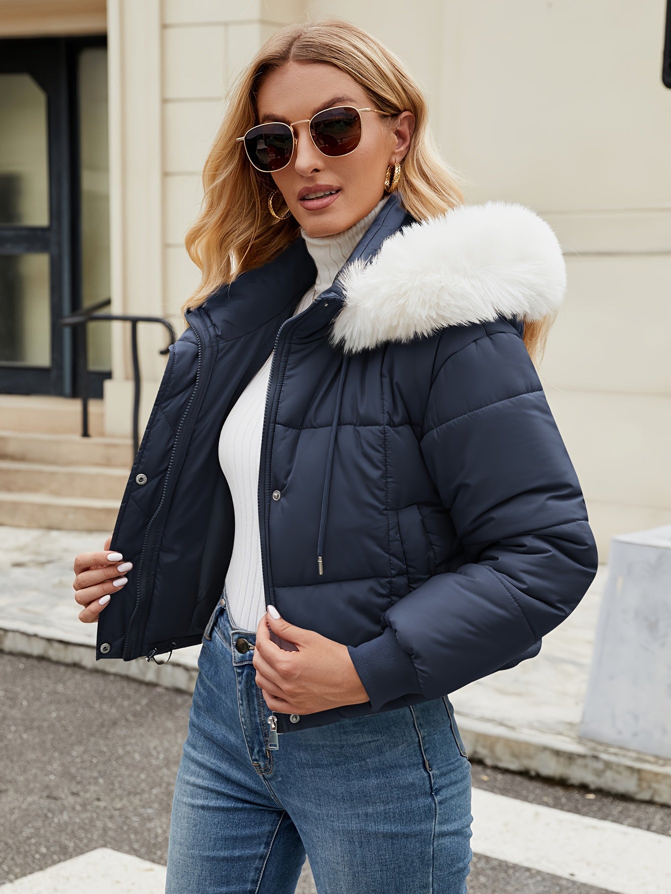 Abrigo de invierno con capucha de piel de lujo Elise