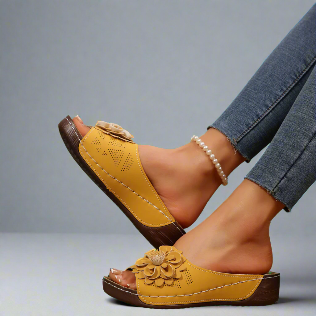 Jolanda | Elegantes Sandalias Ortopédicas con Motivo Floral