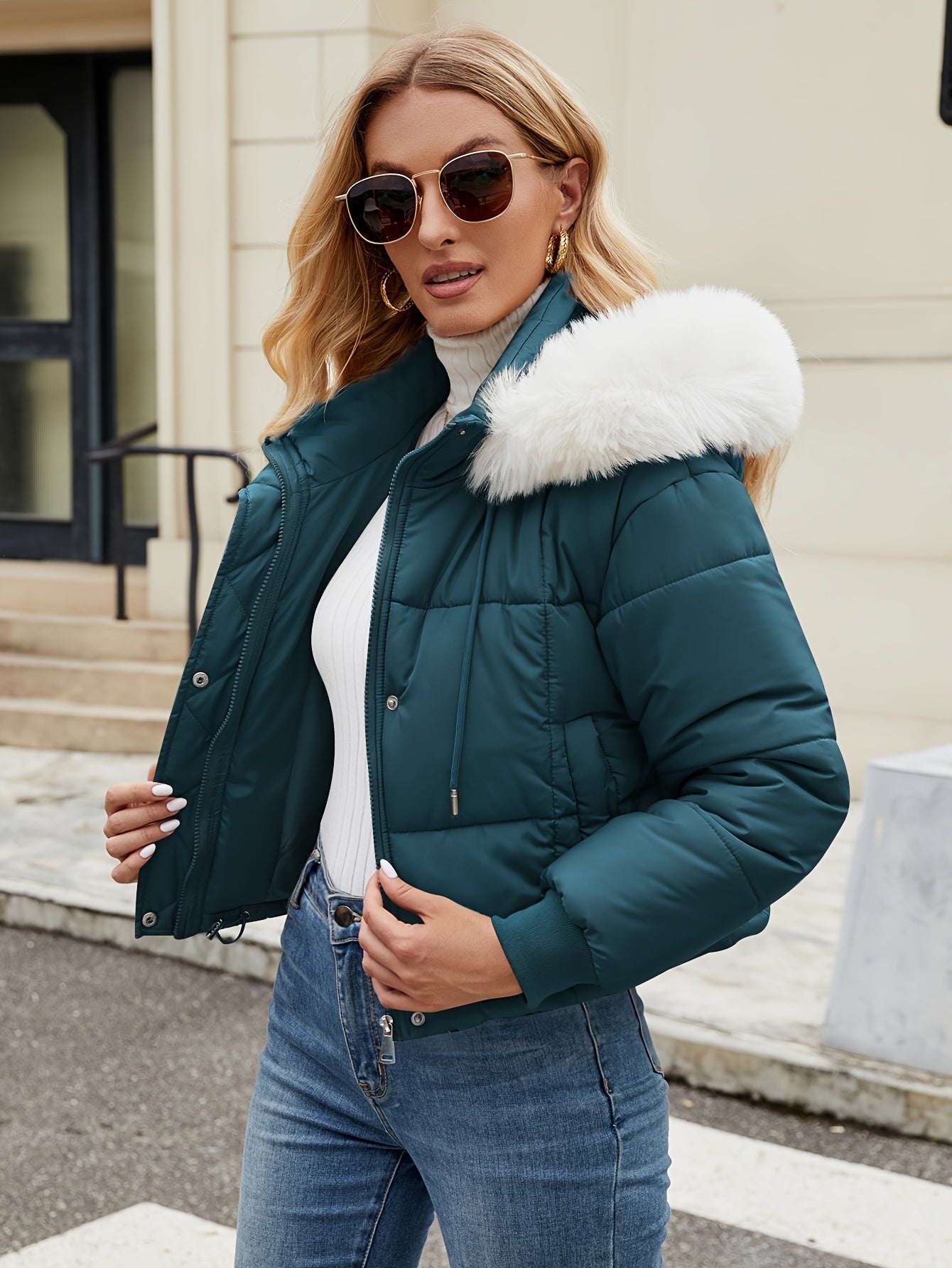 Abrigo de invierno con capucha de piel de lujo Elise