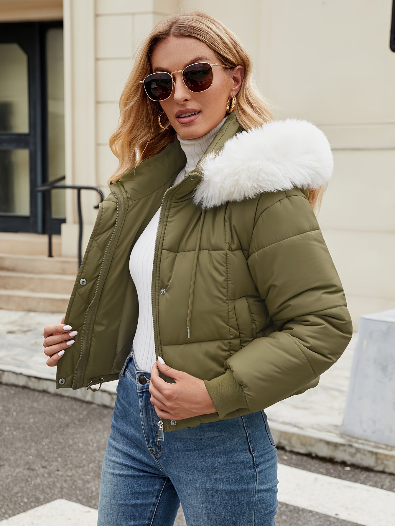 Abrigo de invierno con capucha de piel de lujo Elise