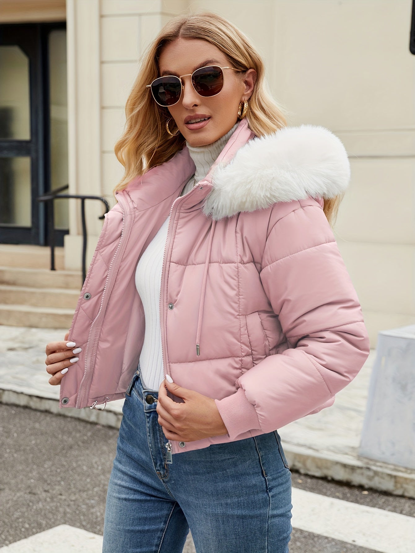 Abrigo de invierno con capucha de piel de lujo Elise