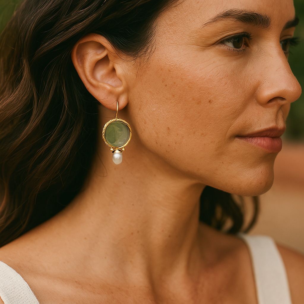 Amélie™ | Vintage Oorbellen met Steen en Parel