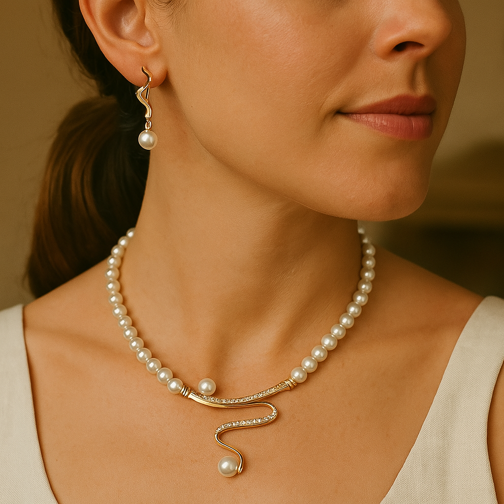 Venus™ | Conjunto de joyería de perlas: collar y pendientes