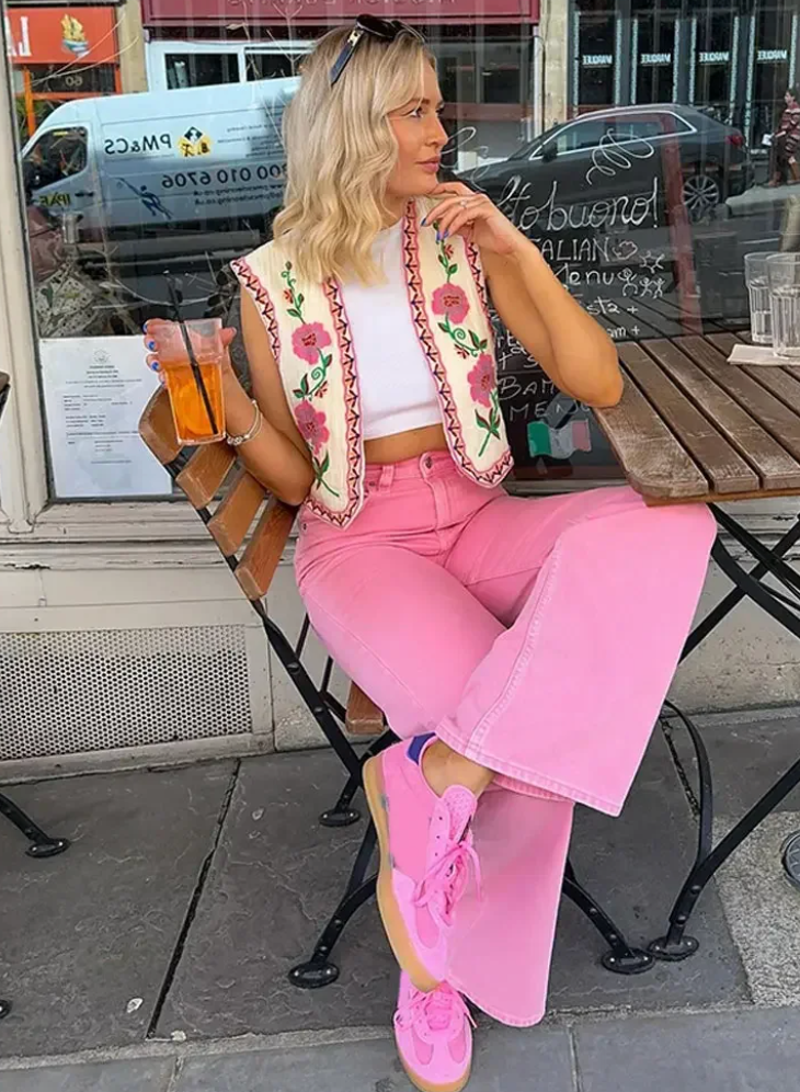 Larissa - Chaleco con estampado floral bordado para mujer