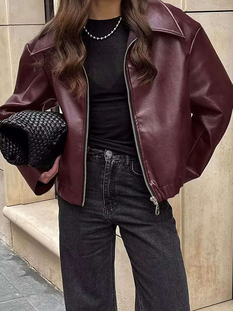 Zorielle | Chaqueta con cremallera color vino