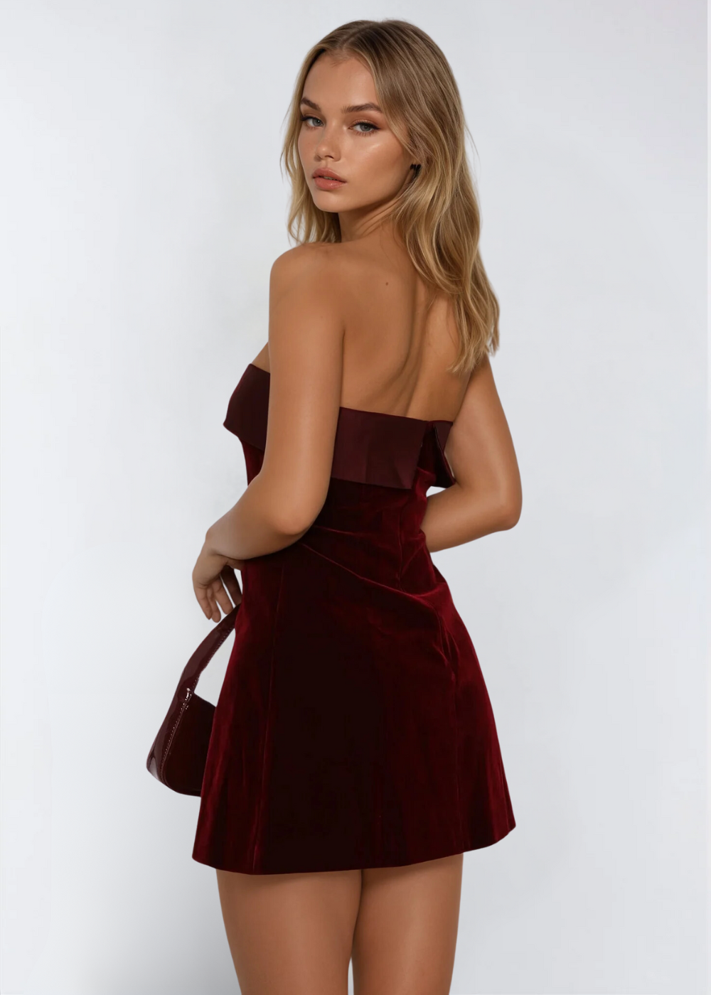 Stella | Strapless Flannel Mini Dress