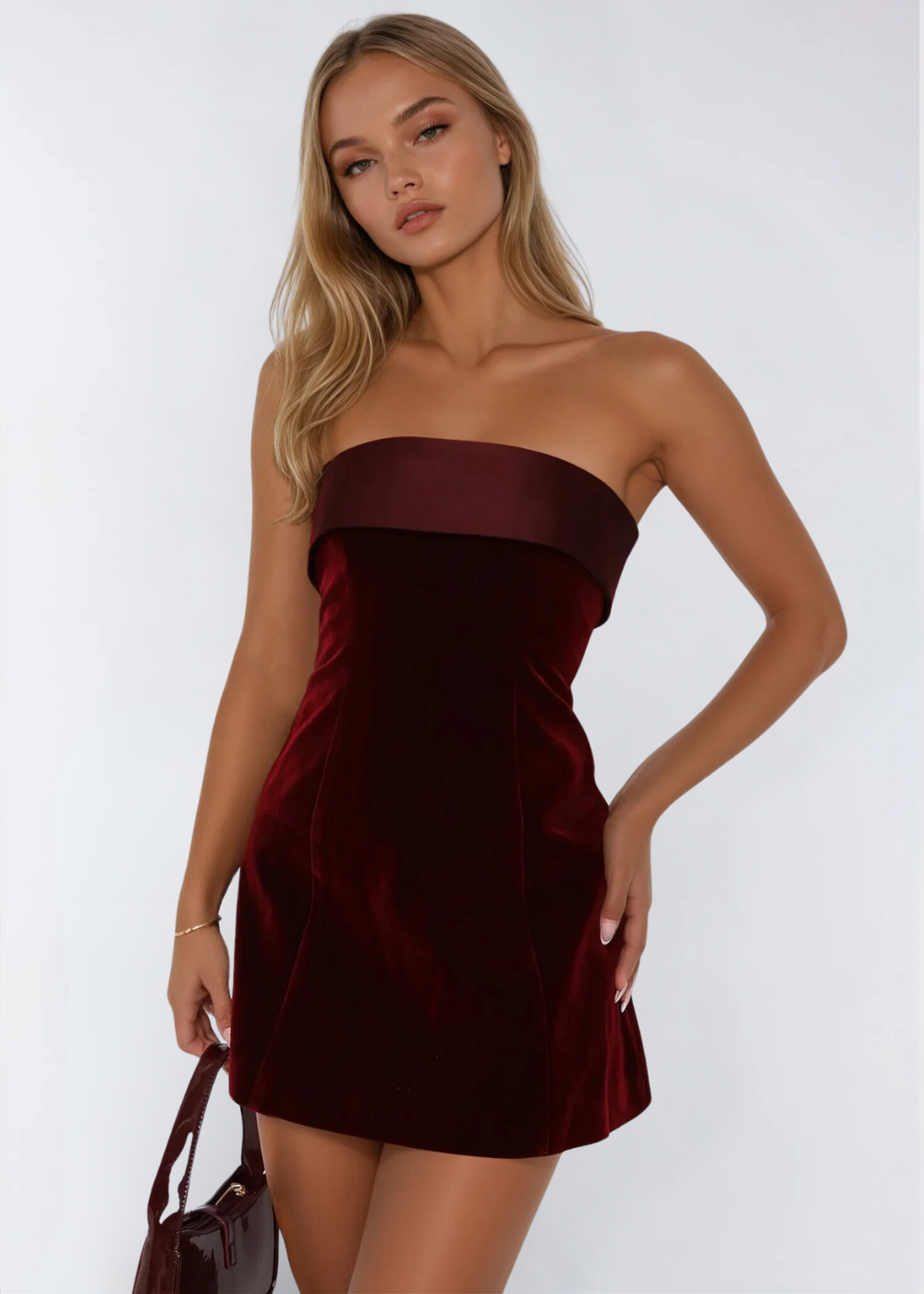 Stella | Strapless Flannel Mini Dress