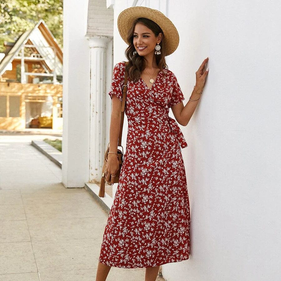 Lola™ Vestido Midi de Ibiza con Estampado Floral