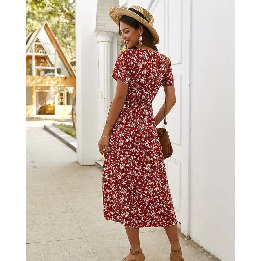 Lola™ Vestido Midi de Ibiza con Estampado Floral
