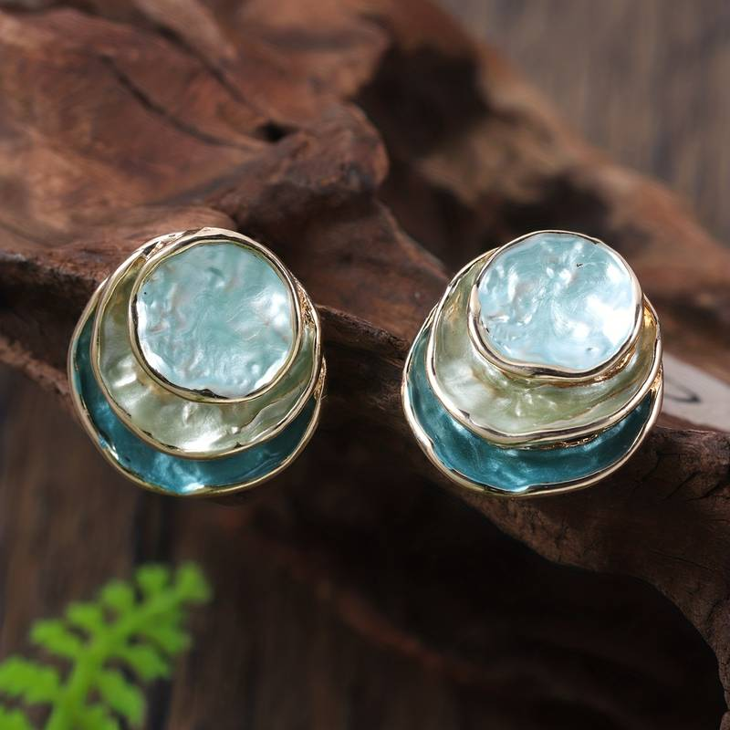 HELENE™ | Hand-painted Round Ocean Earrings