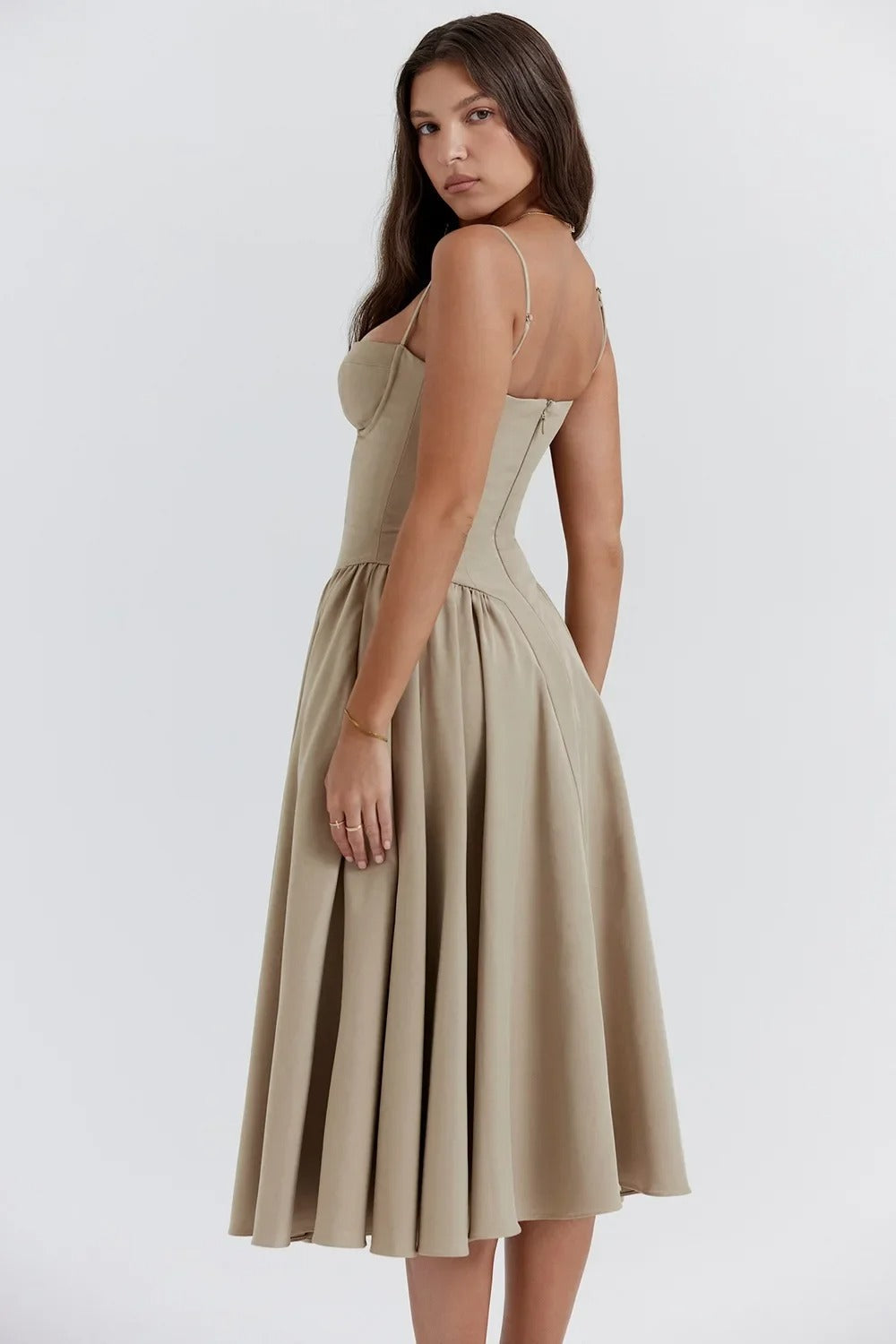 Kiki – Vestido Midi Floral Retro con Cintura Ajustada