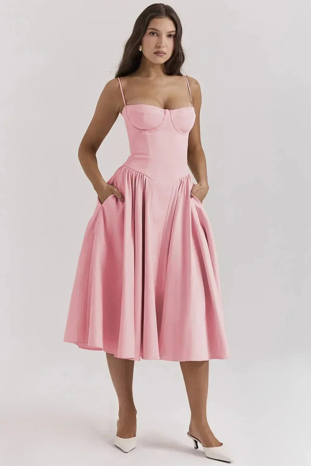 Kiki – Vestido Midi Floral Retro con Cintura Ajustada