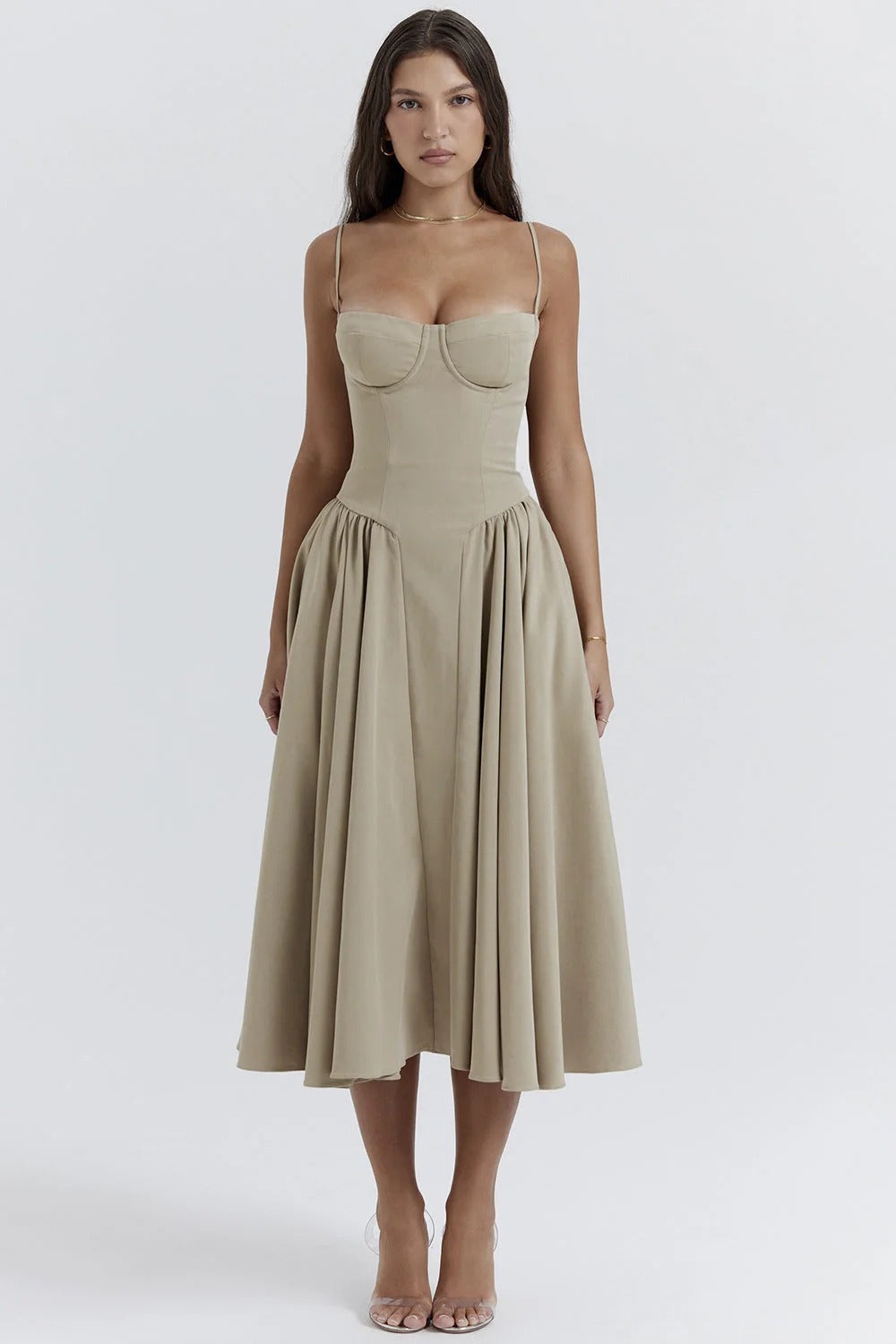 Kiki – Vestido Midi Floral Retro con Cintura Ajustada