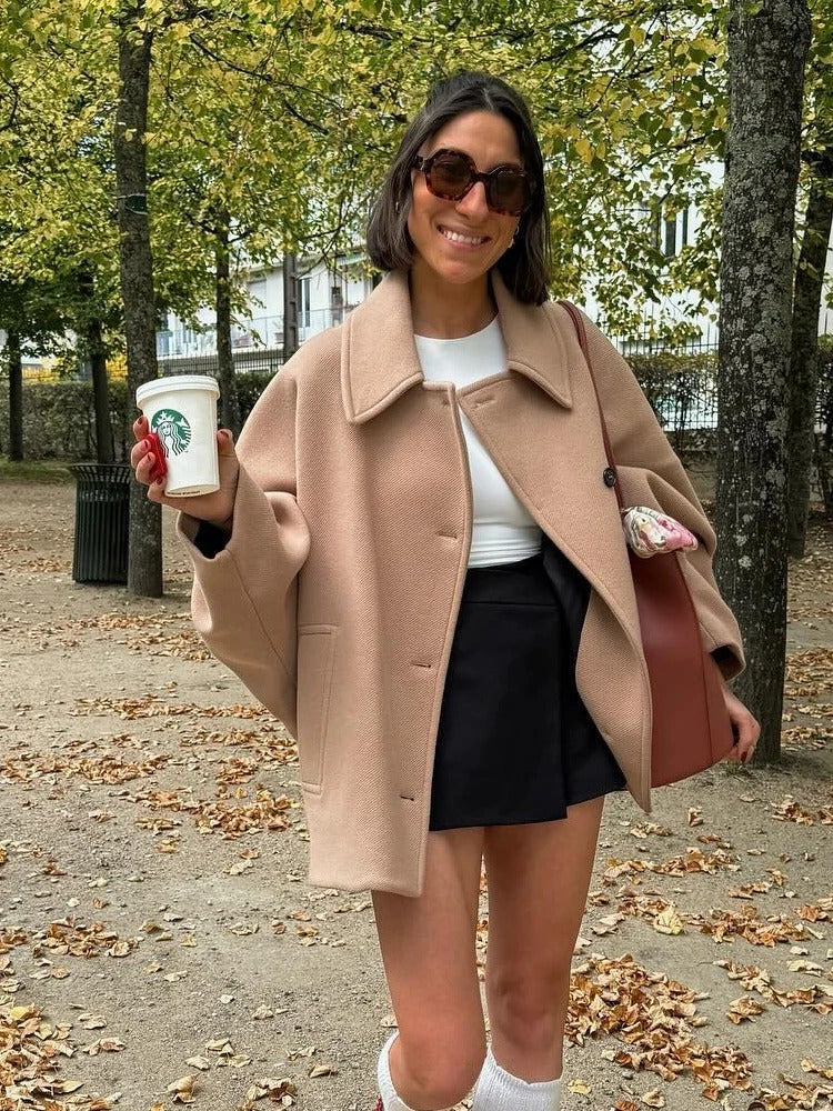 Lucía - Abrigo holgado de lana para mujer