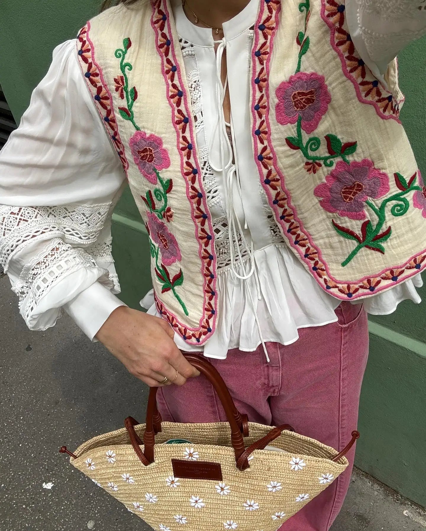 Larissa - Chaleco con estampado floral bordado para mujer