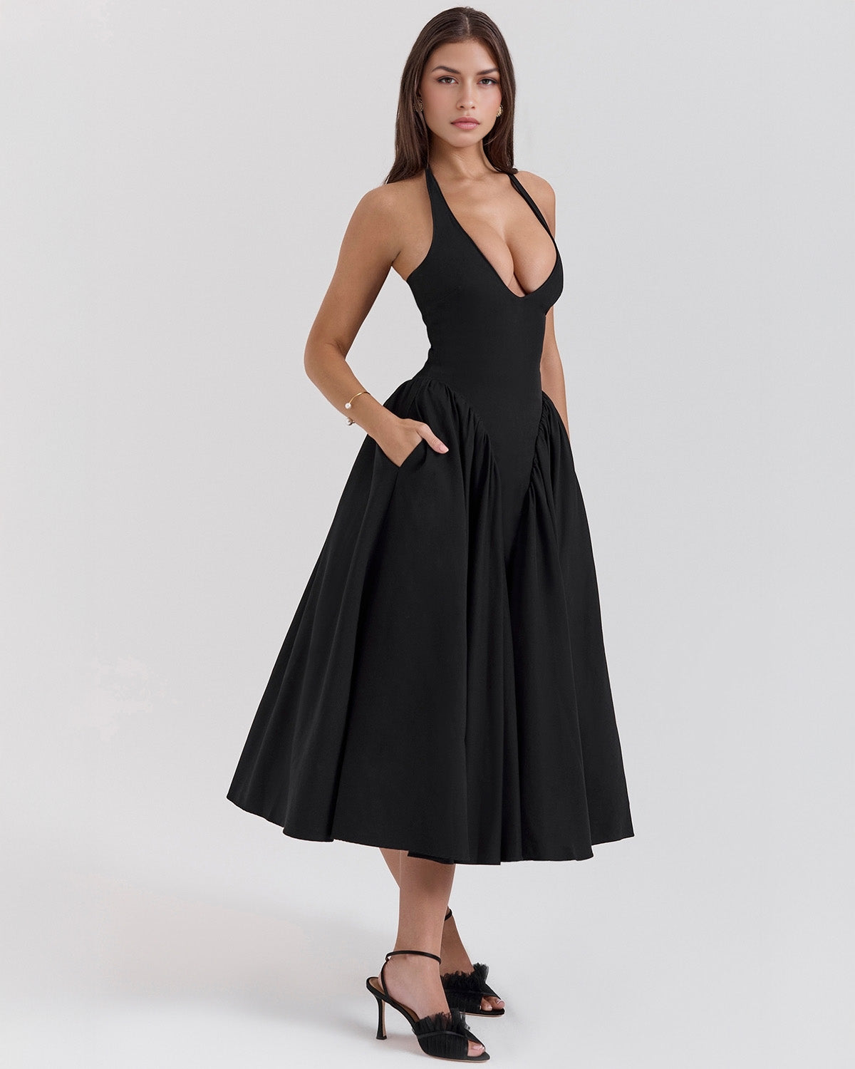 Monroe – Vestido Midi Rojo de Estilo Icónico