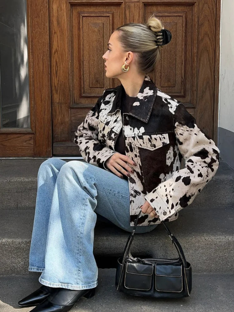 Chic Contrast Print Jas
