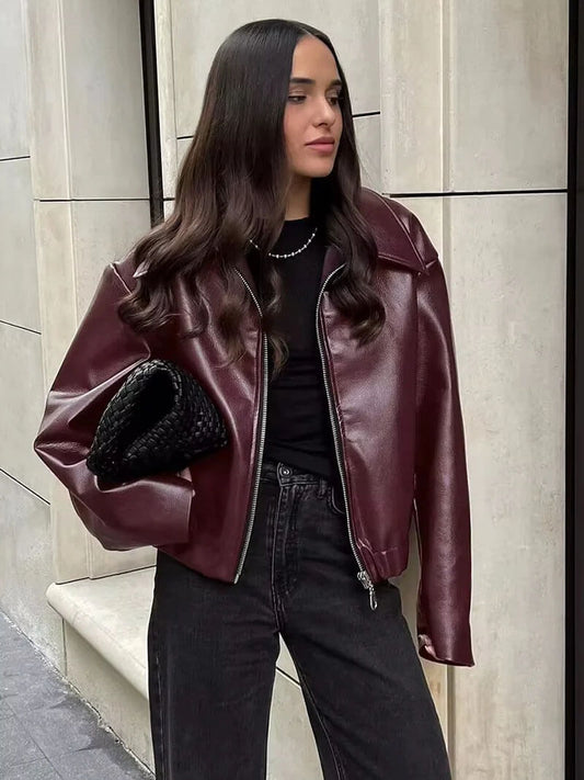 Zorielle | Chaqueta con cremallera color vino