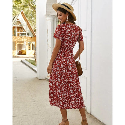 Lola™ Vestido Midi de Ibiza con Estampado Floral