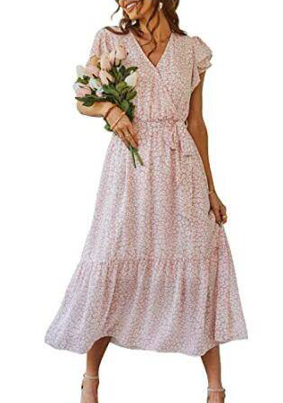Myrthe™ - Vestido Largo de Ibiza Rosa con Estampado