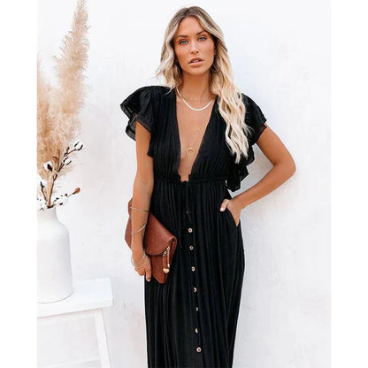 Feline™ Maxi Vestido Negro Ibiza