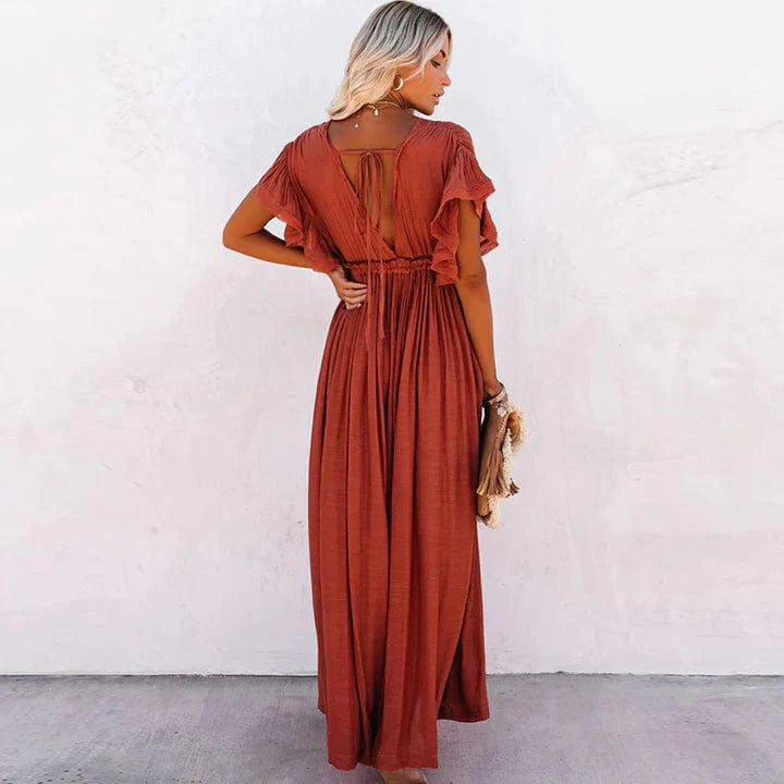 Julie™ - Vestido Largo Rojo de Playa