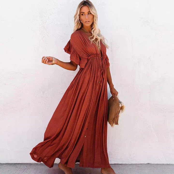 Julie™ - Vestido Largo Rojo de Playa
