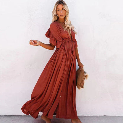 Julie™ - Vestido Largo Rojo de Playa