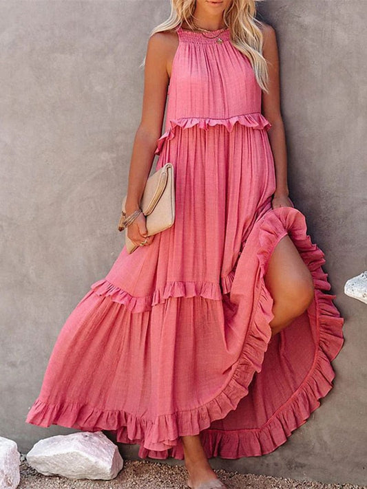 Lara™ - Vestido Maxi Rosa Suelto