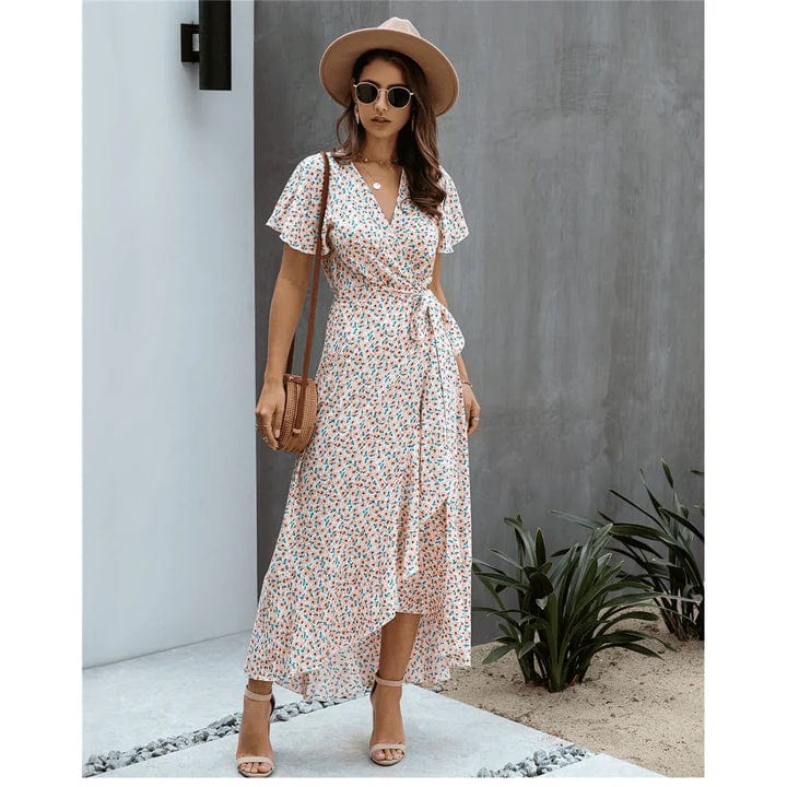 Myrthe™ - Vestido Largo de Ibiza Rosa con Estampado
