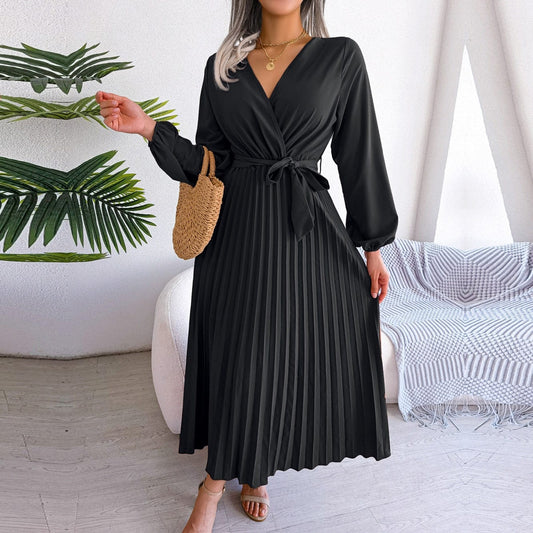 Amy™ Vestido Maxi Elegante Negro con Escote en V Estilo Boho Festivo